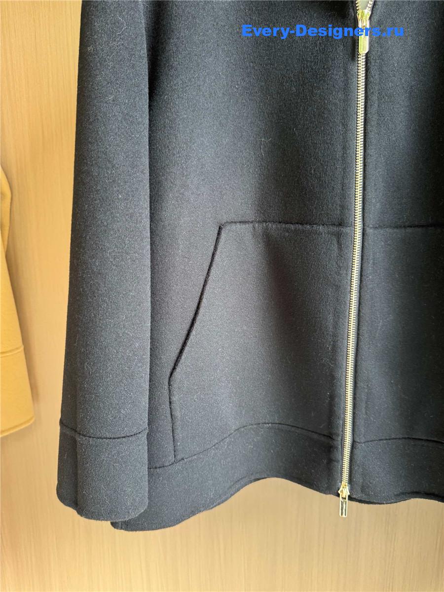 Max Mara Black Hooded Cashmere Coat