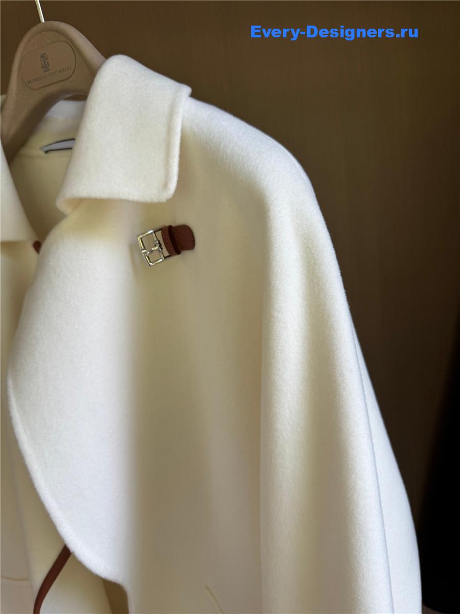 H**me5 leather buttons beige cashmere coat