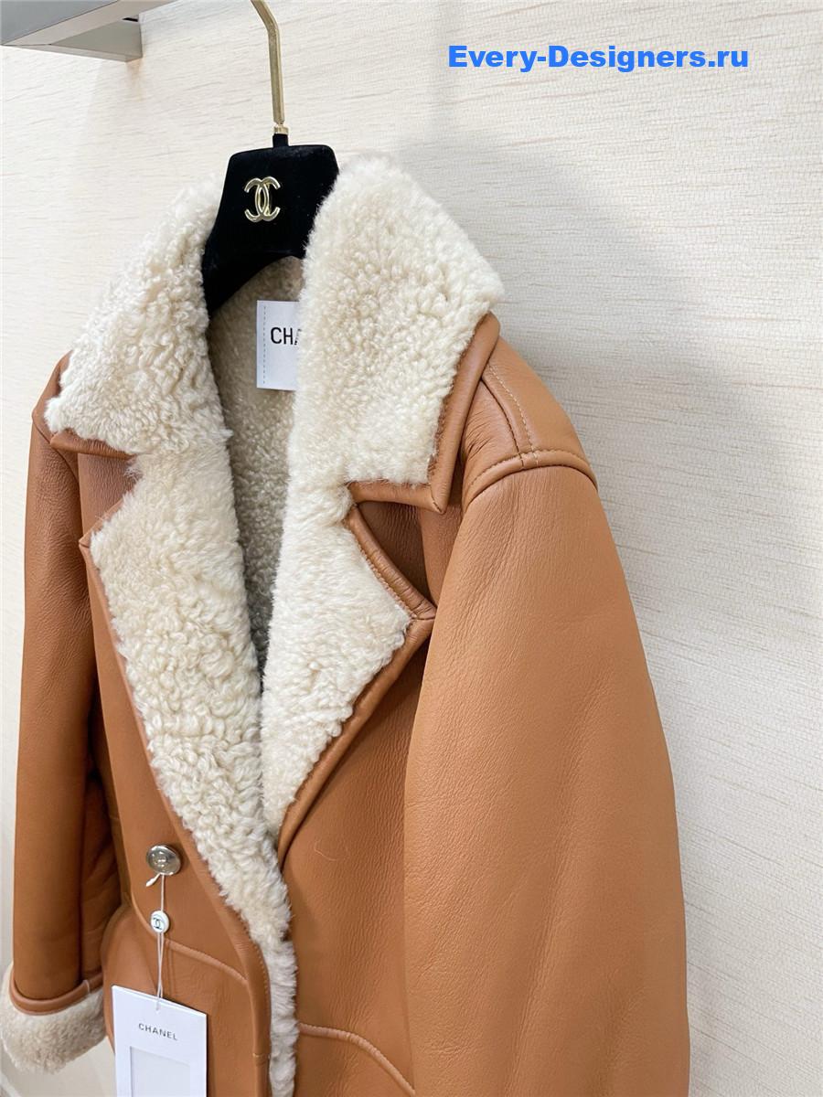Ch**el brown shearling long coat