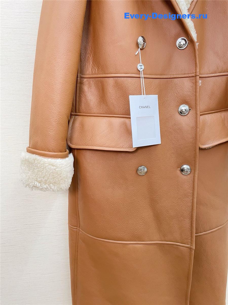 Ch**el brown shearling long coat