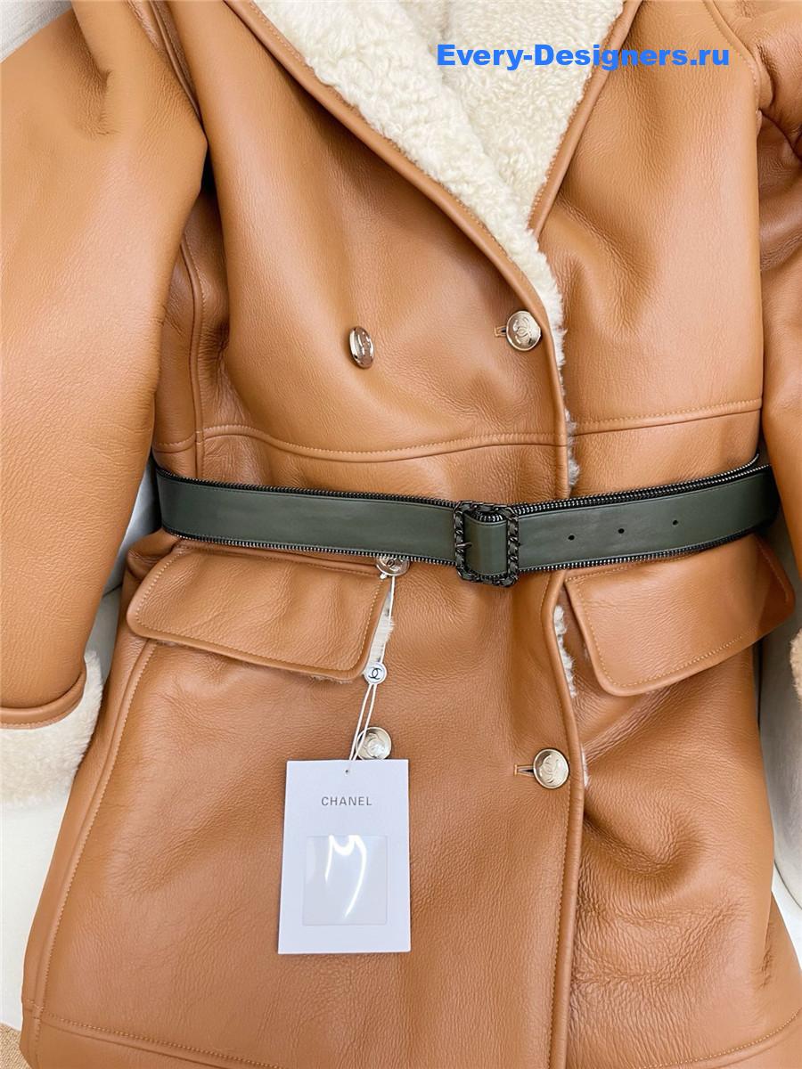 Ch**el brown shearling long coat