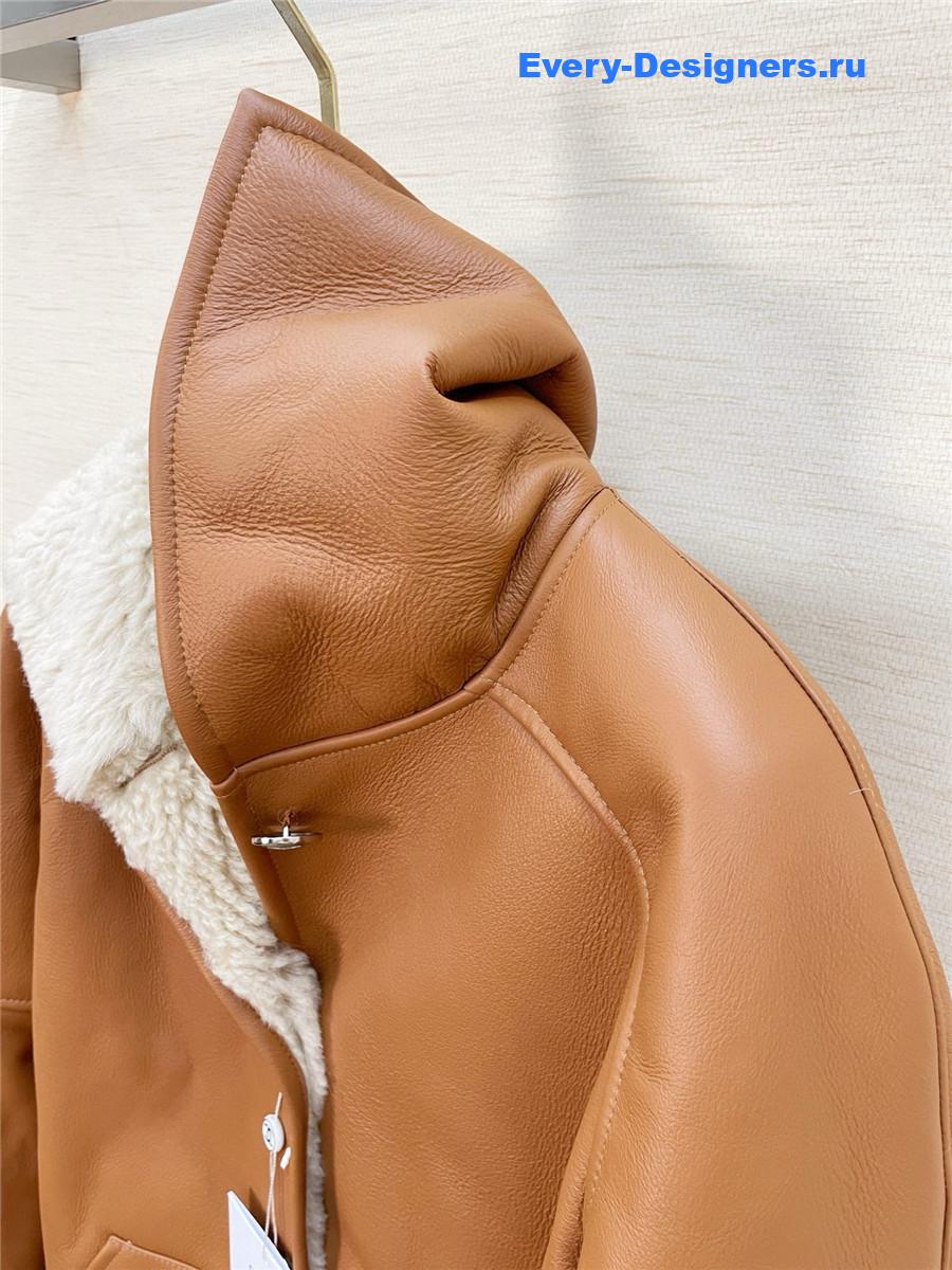 Ch**el brown shearling cropped coat