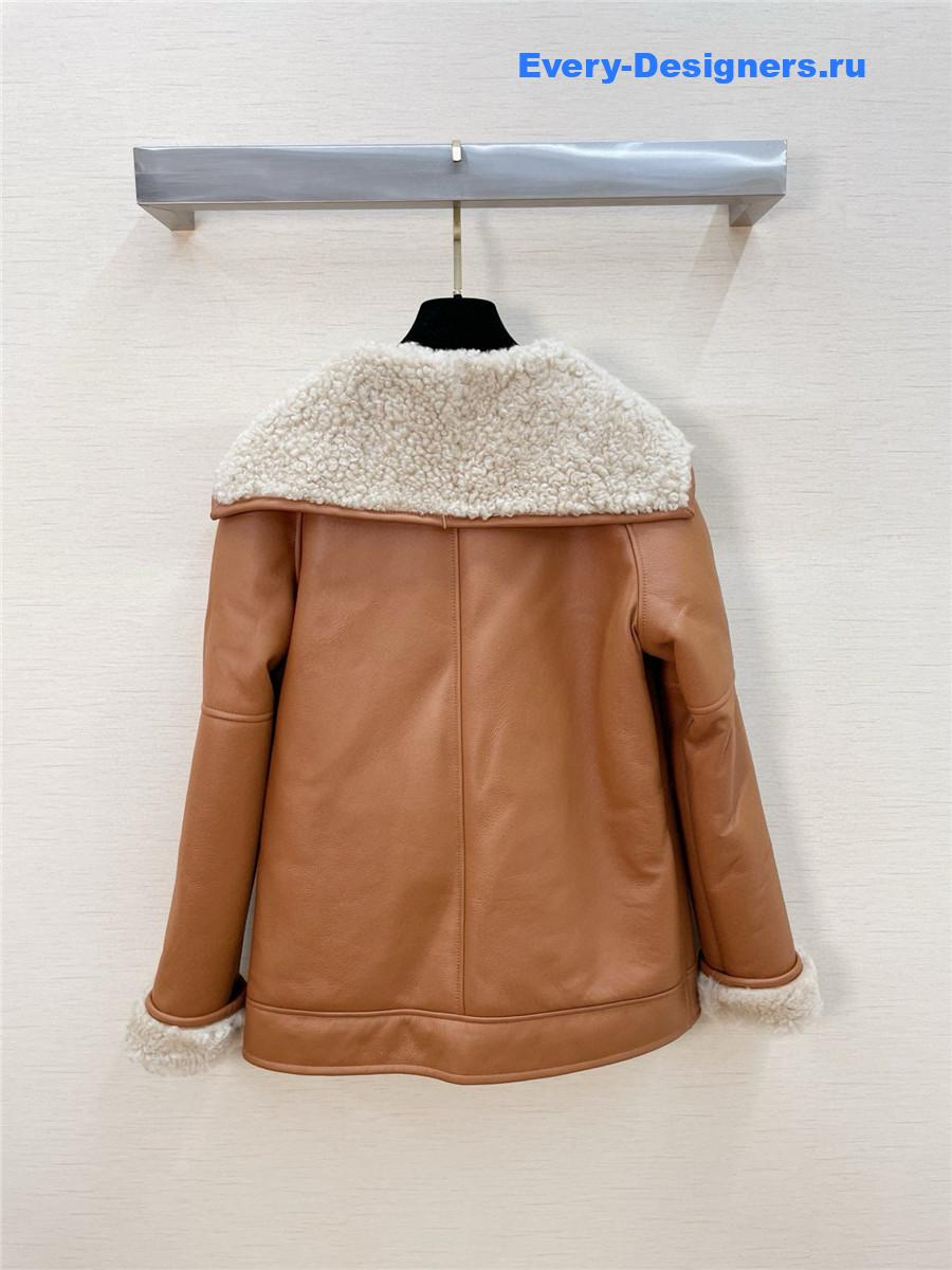 Ch**el brown shearling cropped coat