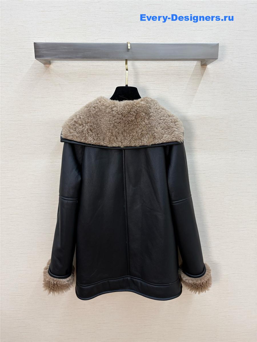 Ch**el black hooded shearling coat