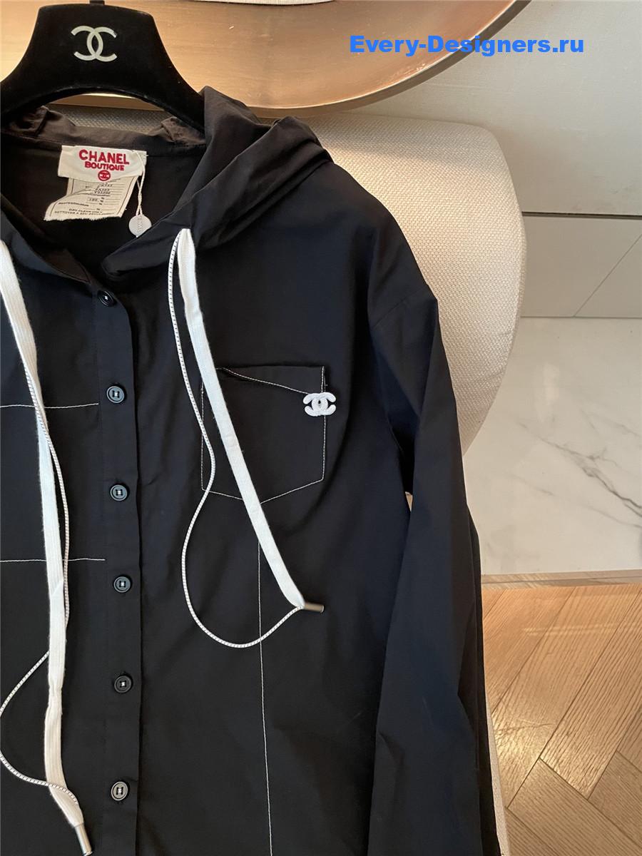 Ch**el black hooded drawstring shirt