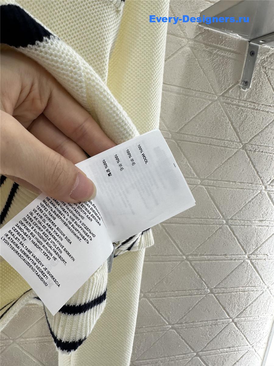 Miu Miu White V-neck striped knitted cardigan