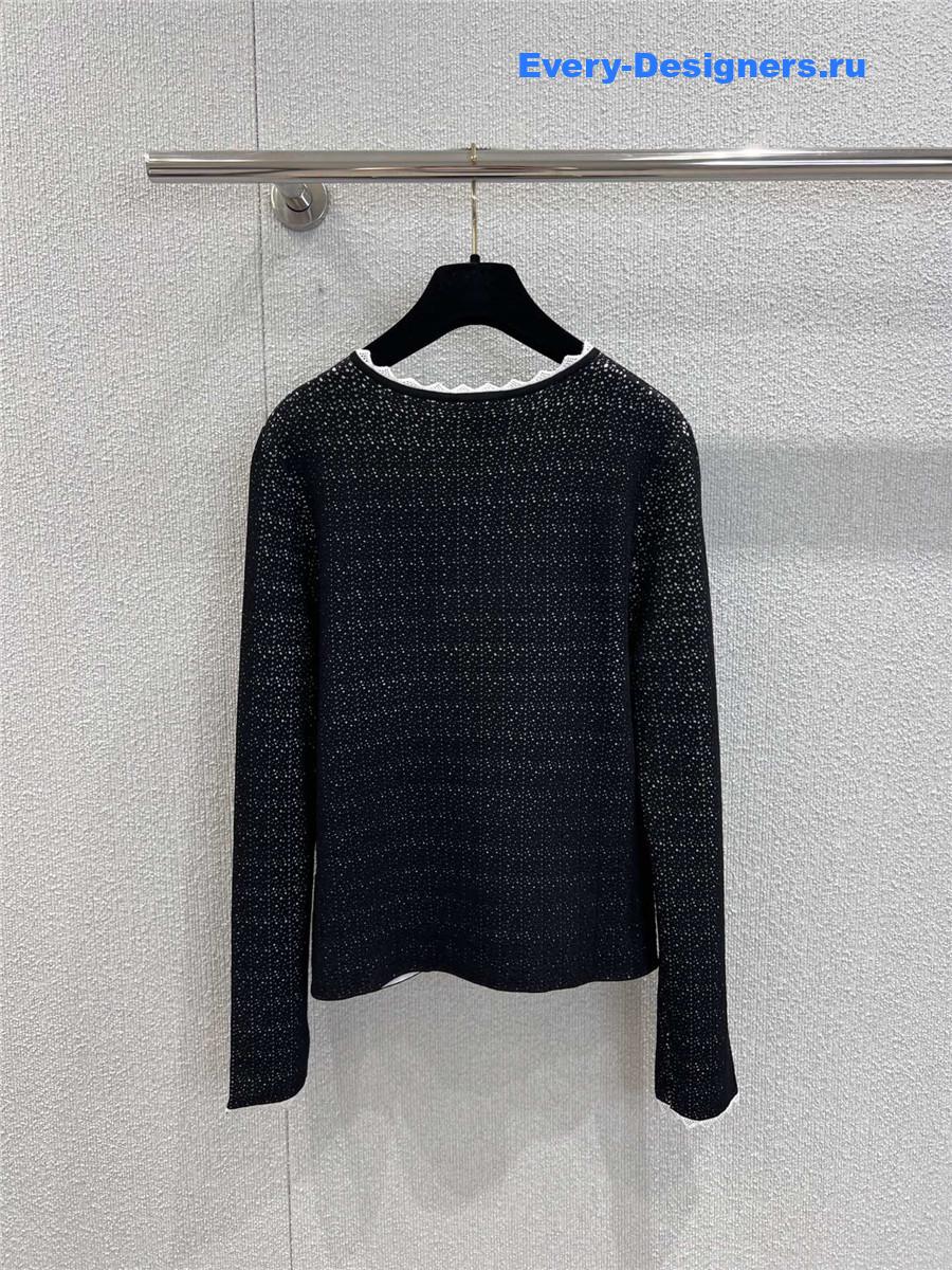 Ch**el color-block lace knit cardigan