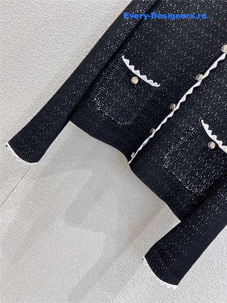 Ch**el color-block lace knit cardigan