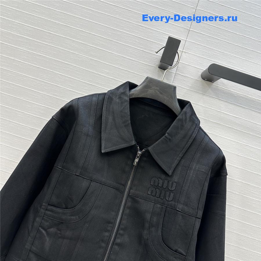 Miu Miu black cropped denim jacket