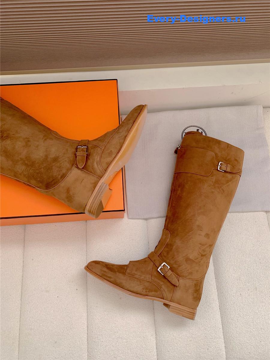 H**me5 brown suede front zip riding boot