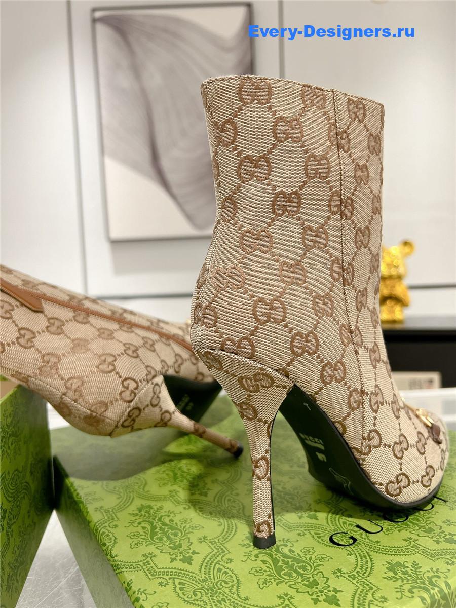 Gvc*1 brown gg canvas horsebit ankle booties