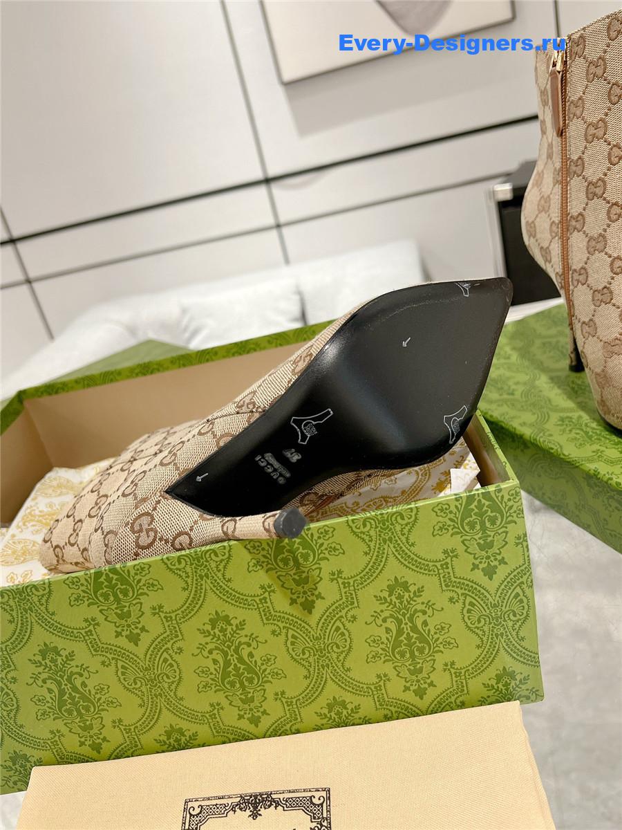 Gvc*1 brown gg canvas horsebit ankle booties