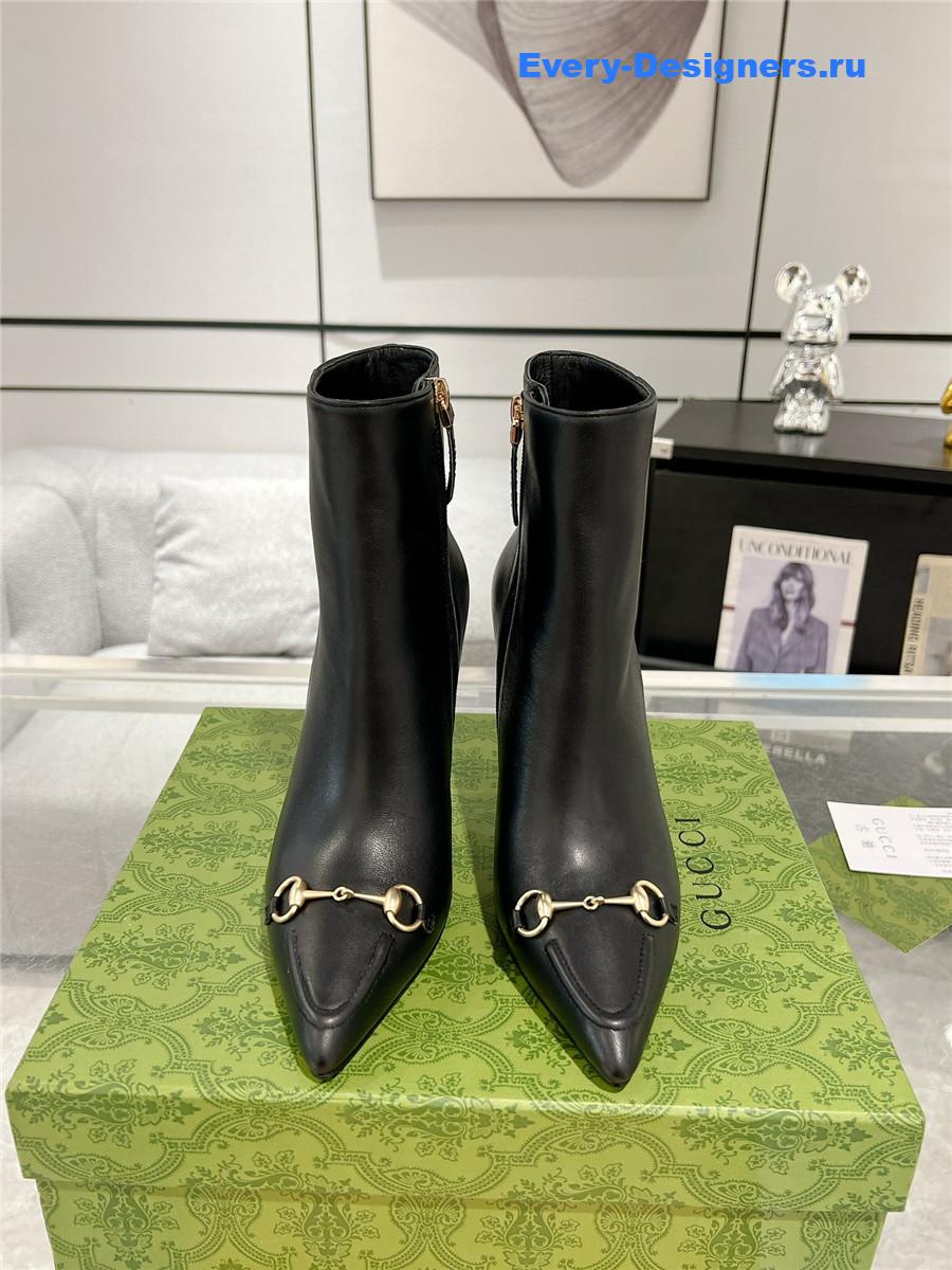 Gvc*1 black leather horsebit ankle booties