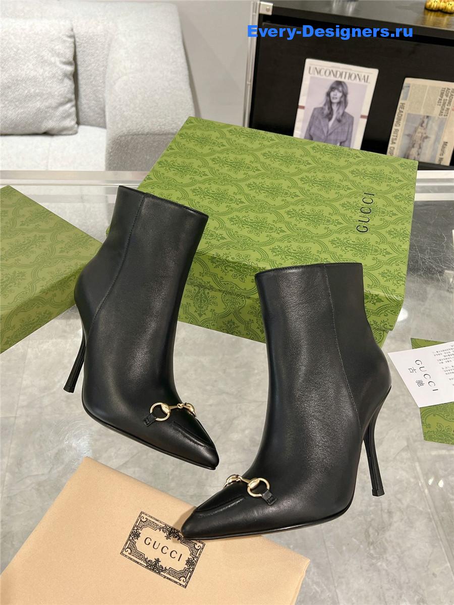 Gvc*1 black leather horsebit ankle booties