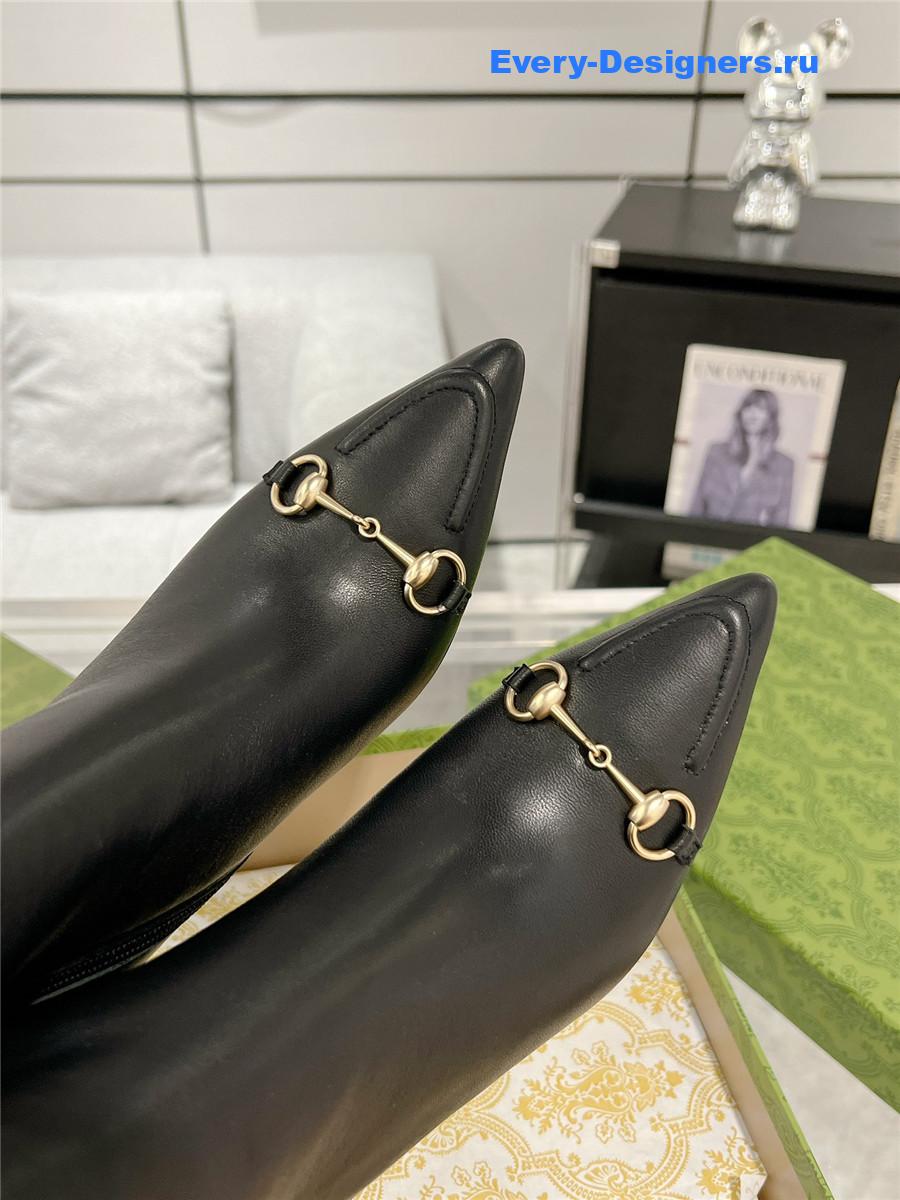 Gvc*1 black leather horsebit ankle booties