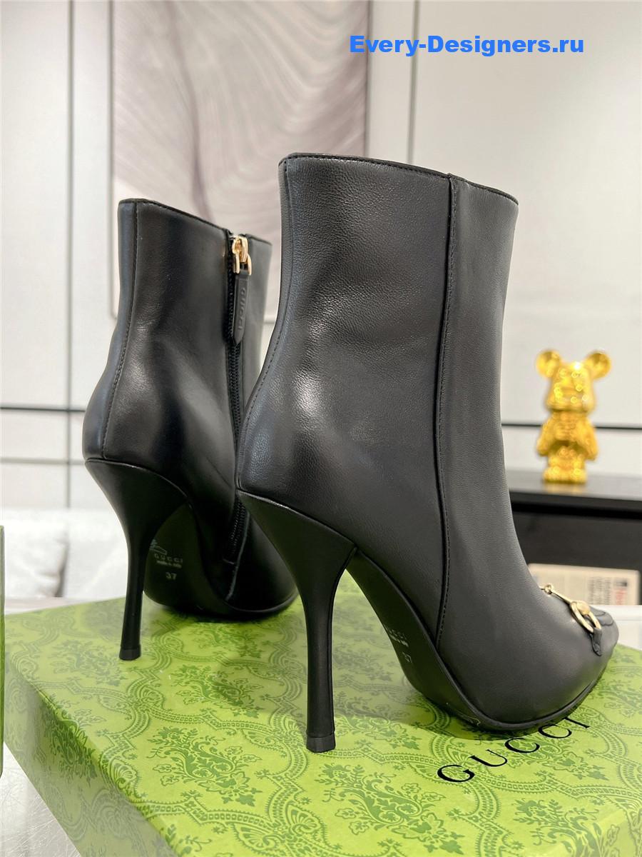 Gvc*1 black leather horsebit ankle booties