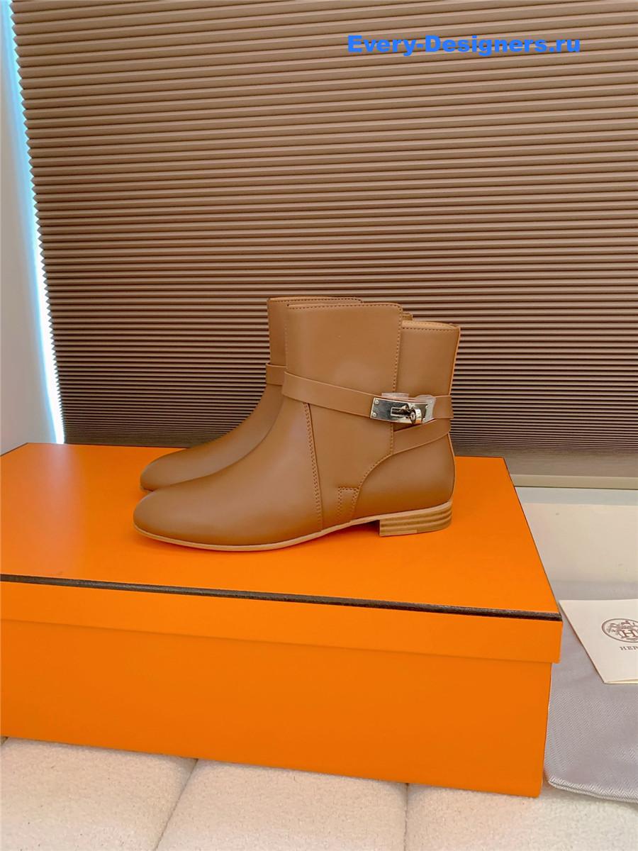 H**me5 brown calfskin neo low boots