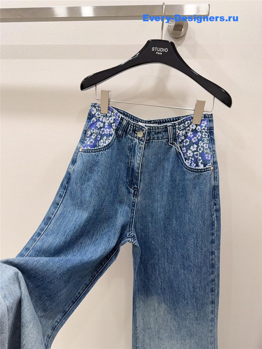 Ch**el denim blue ladies flared jeans