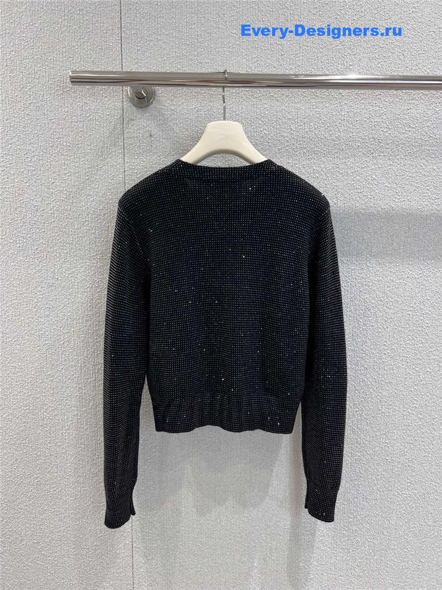 A1exa*der wang black crystal-embellished wool cardigan