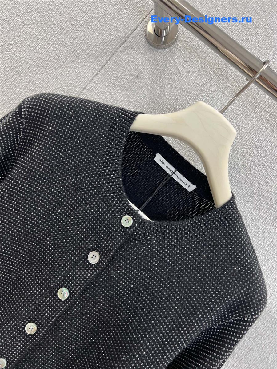 A1exa*der wang black crystal-embellished wool cardigan