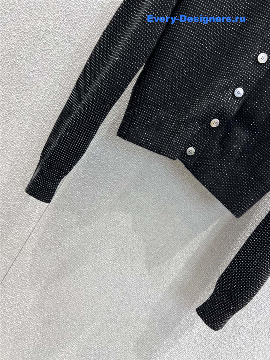 A1exa*der wang black crystal-embellished wool cardigan