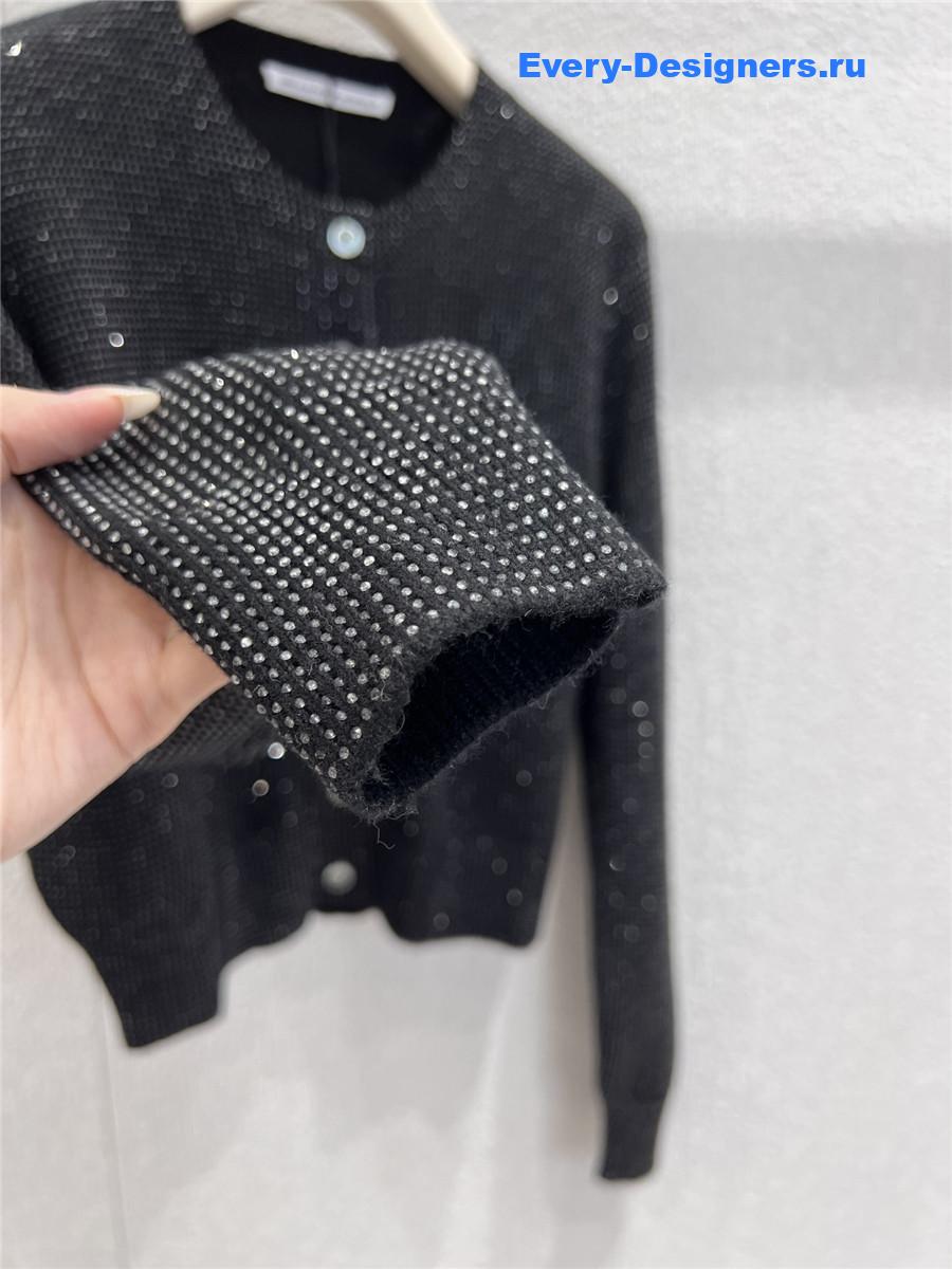 A1exa*der wang black crystal-embellished wool cardigan