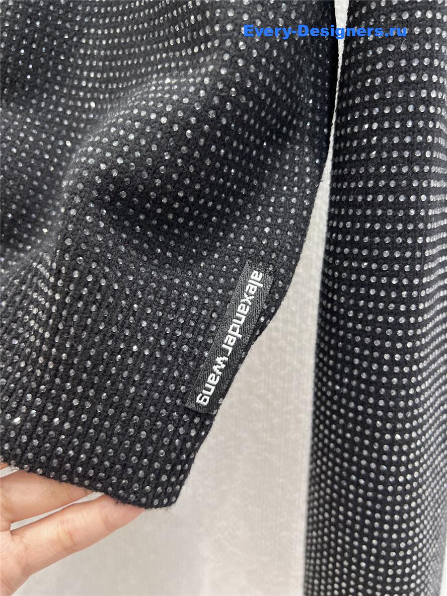 A1exa*der wang black crystal-embellished wool cardigan