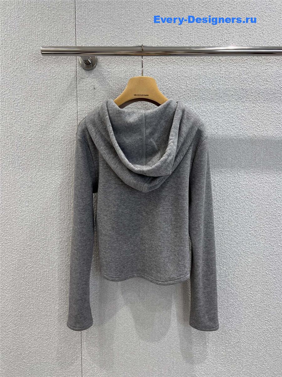 Miu Miu Grey Hooded Sweatshirt & Wide-Leg Pants Set