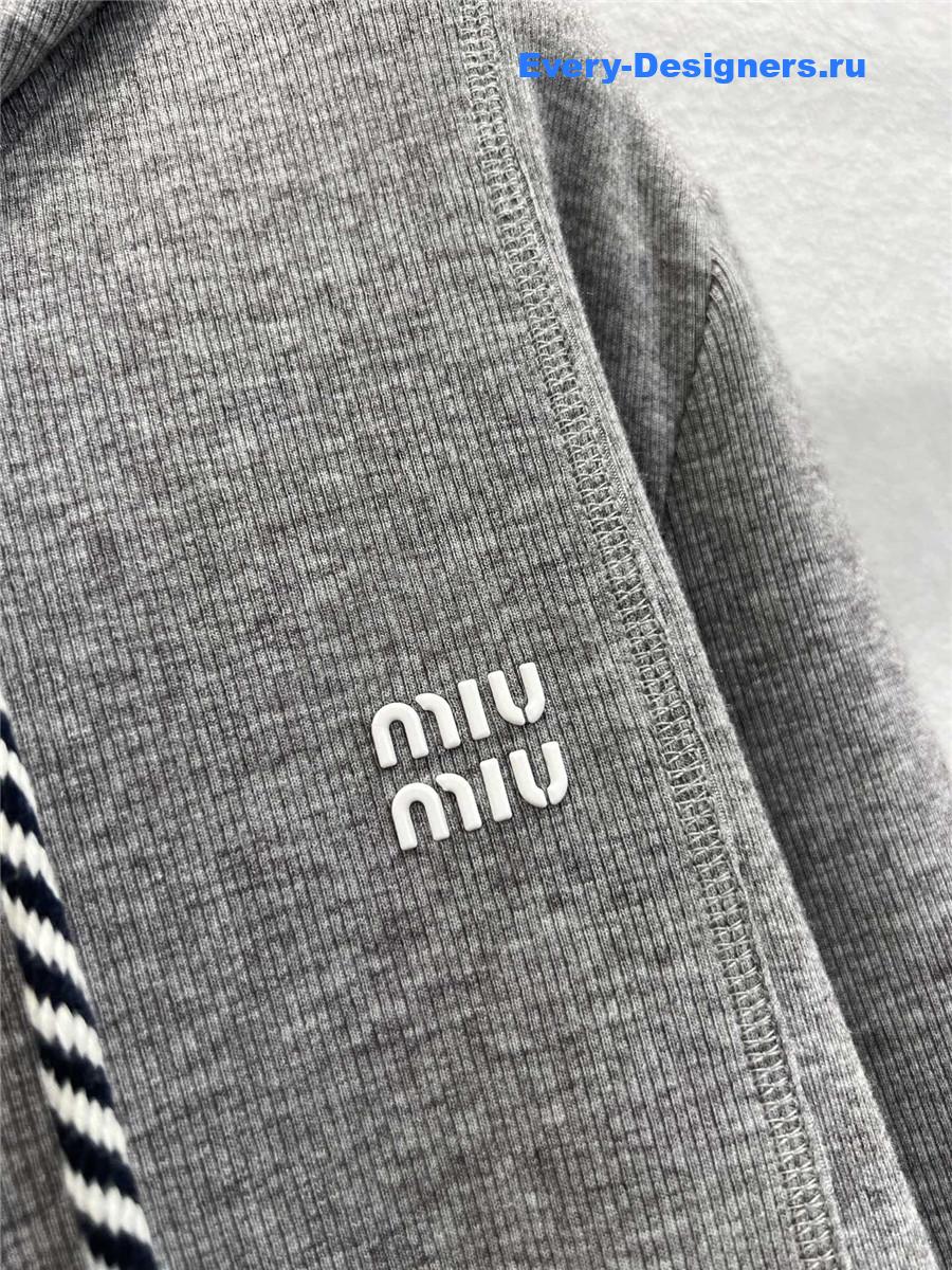 Miu Miu Grey Hooded Sweatshirt & Wide-Leg Pants Set