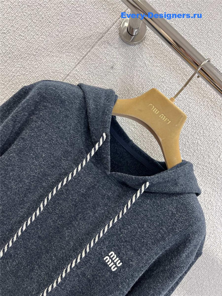 Miu Miu Black Hooded Sweatshirt & Wide-Leg Pants Set