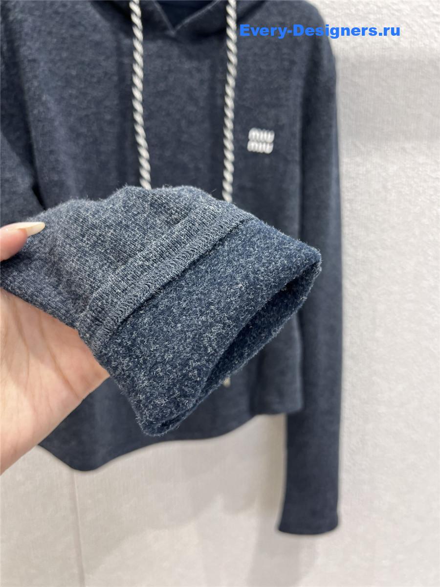 Miu Miu Black Hooded Sweatshirt & Wide-Leg Pants Set