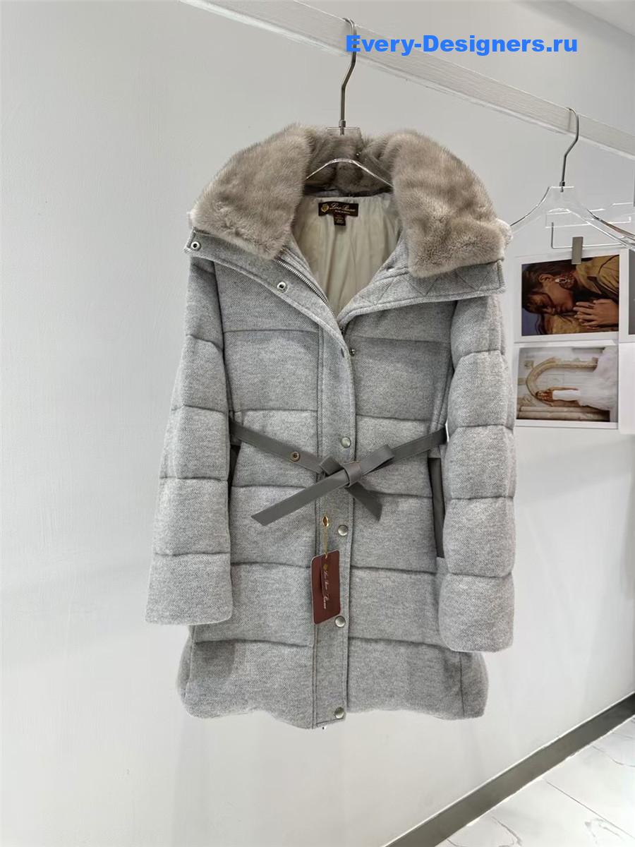 L0r0 P1ana mink cashmere grey tie-waist coat