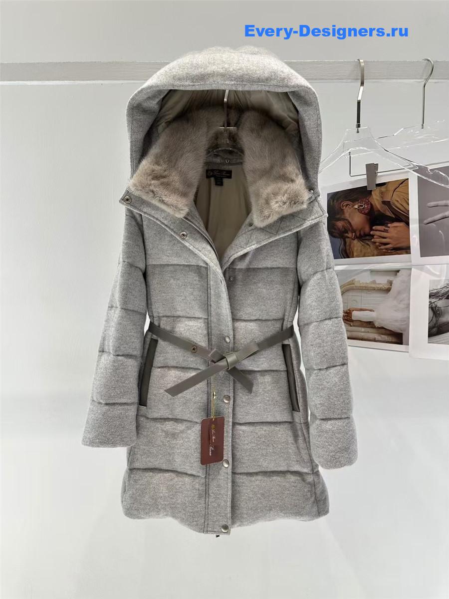 L0r0 P1ana mink cashmere grey tie-waist coat