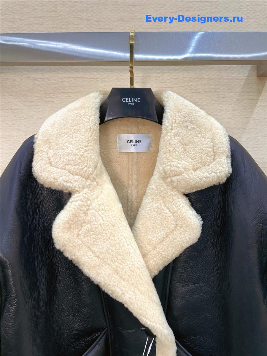 Ce1i*e lack suede shearling coat