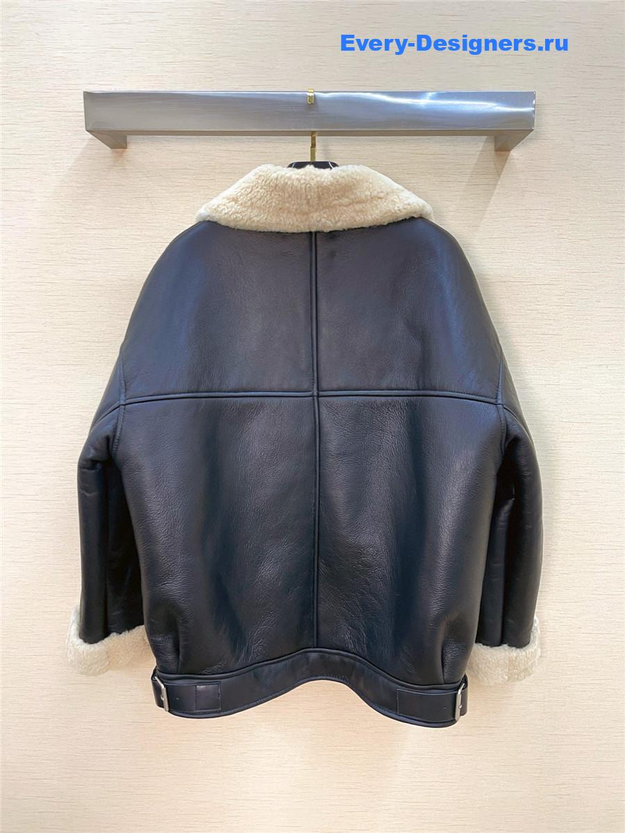 Ce1i*e lack suede shearling coat