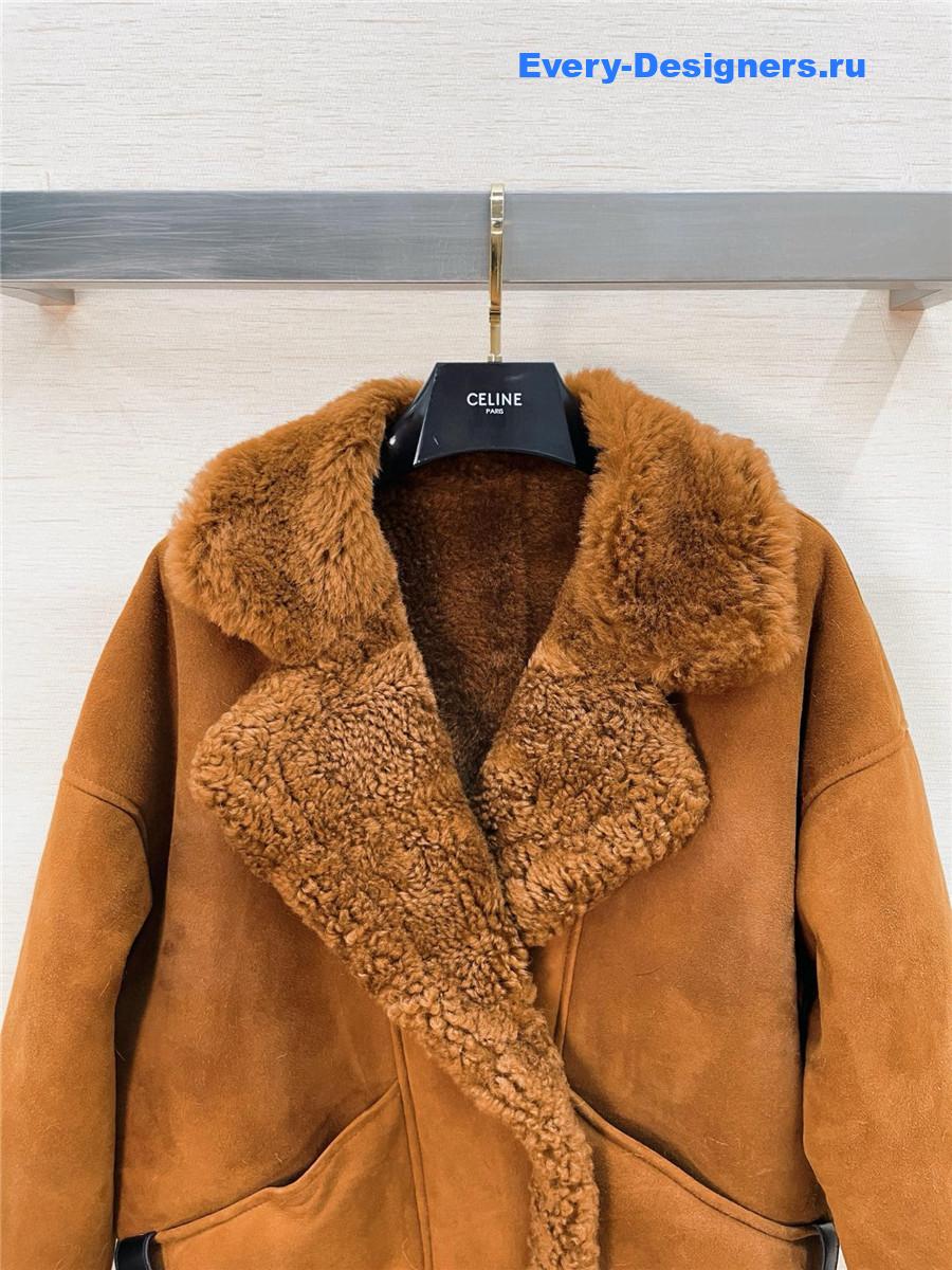 Ce1i*e brown suede shearling coat