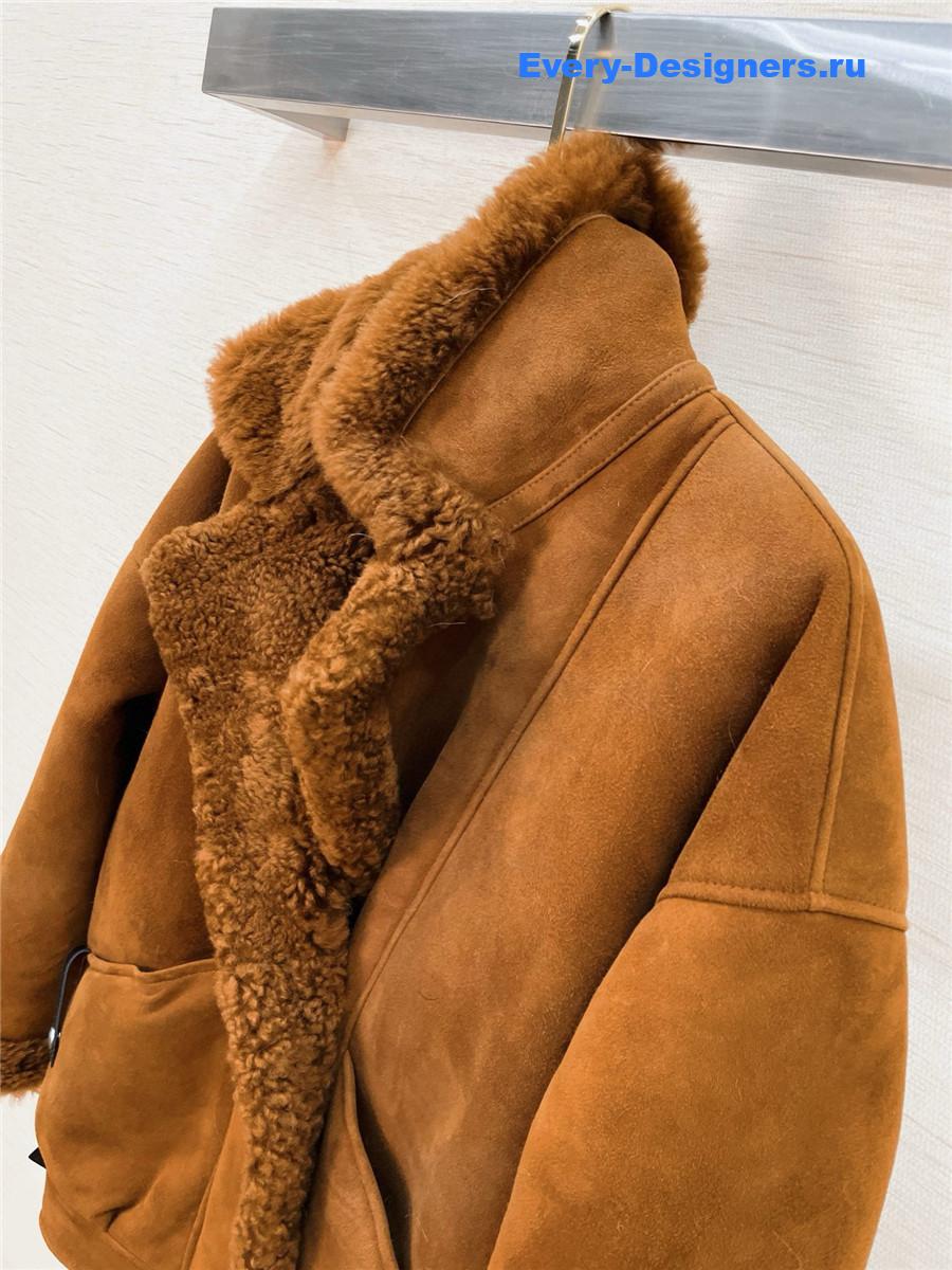 Ce1i*e brown suede shearling coat