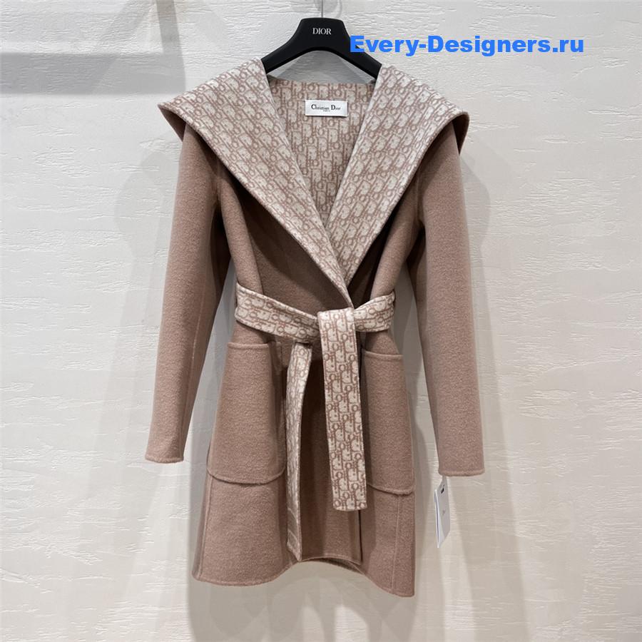 D10r beige double wool hooded coat