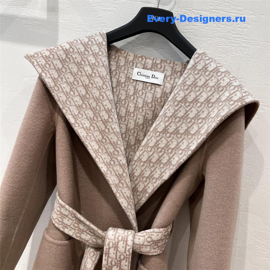 D10r beige double wool hooded coat