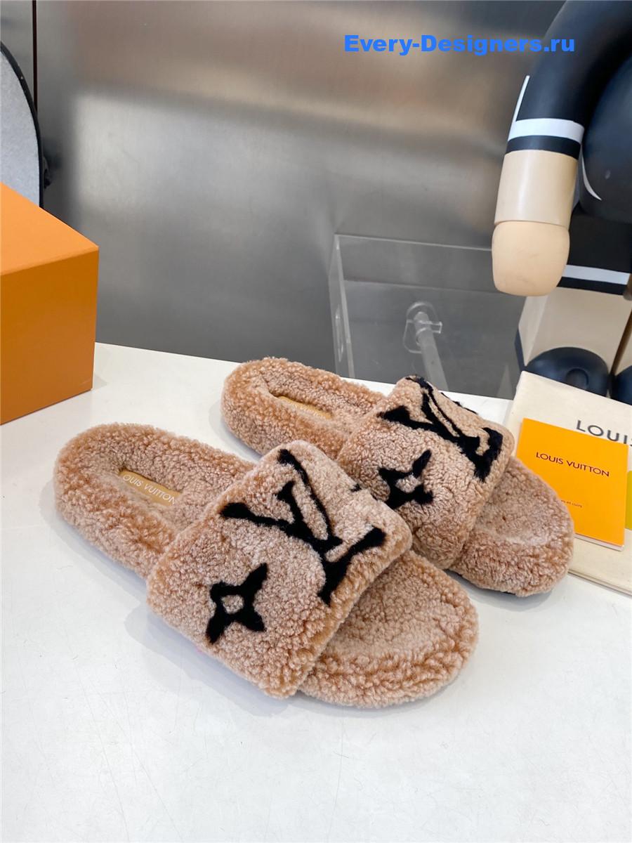 l0vis Vvtt0n brown wool shearling slides