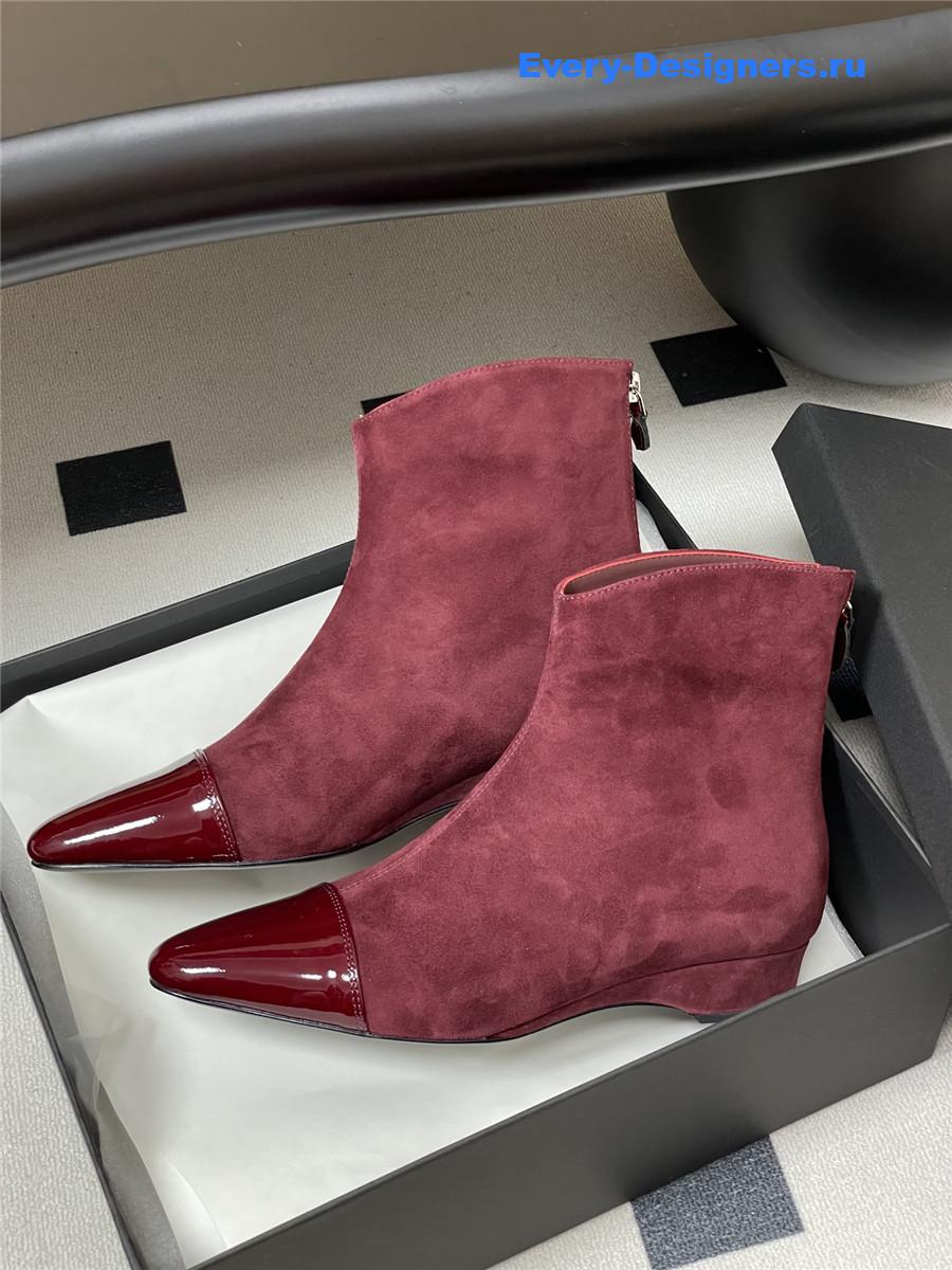 Alaia Burgundy Pointed Suede Ankle Boots
