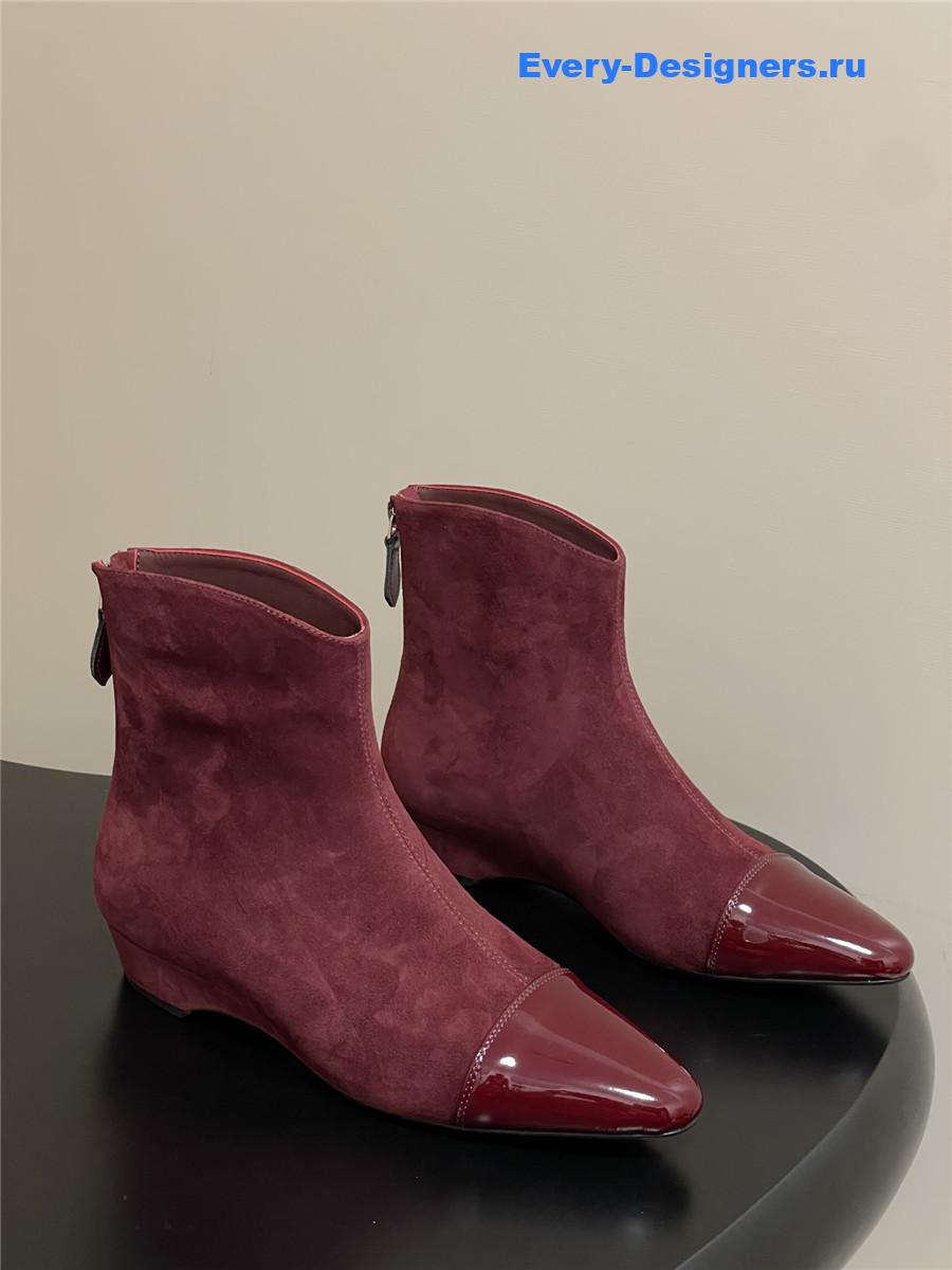 Alaia Burgundy Pointed Suede Ankle Boots
