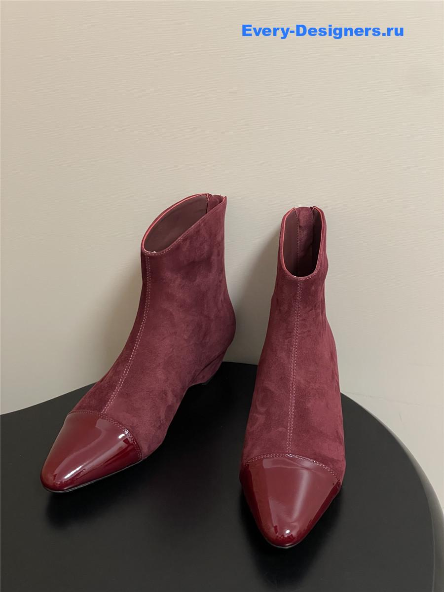 Alaia Burgundy Pointed Suede Ankle Boots