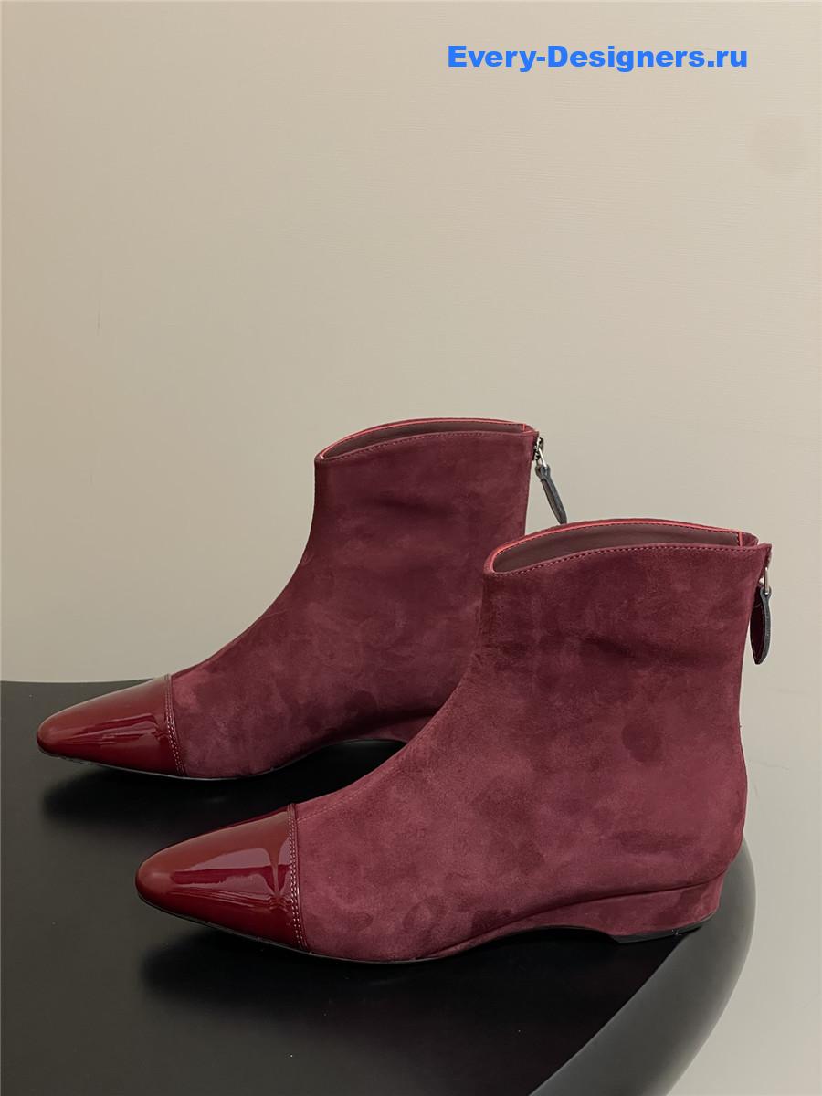 Alaia Burgundy Pointed Suede Ankle Boots