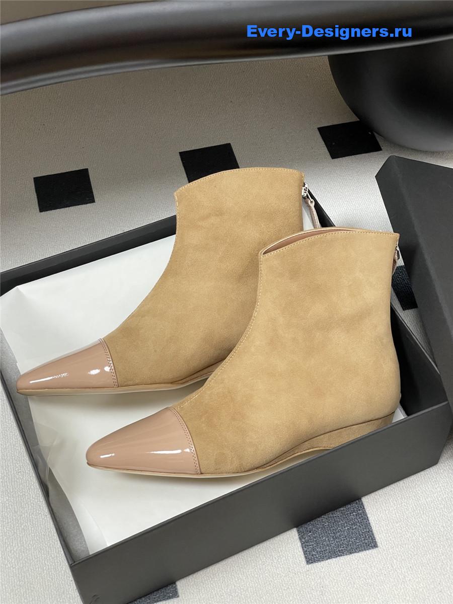 Alaia Beige Pointed Suede Ankle Boots