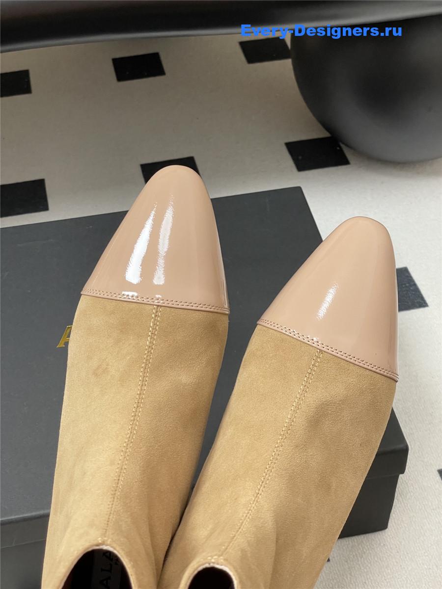 Alaia Beige Pointed Suede Ankle Boots