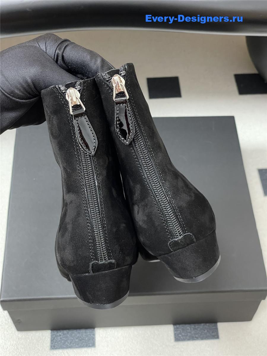 Alaia Black Pointed Suede Ankle Boots