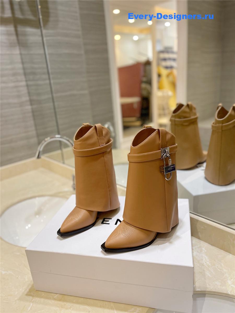 Givenchy 60mm Shark Lock Cowboy Brown Leather Boots