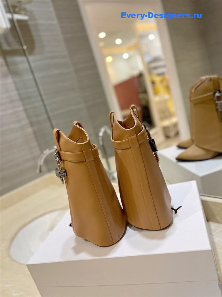 Givenchy 60mm Shark Lock Cowboy Brown Leather Boots