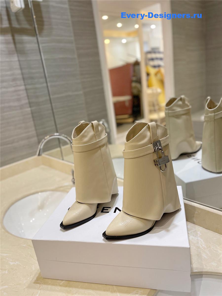 Givenchy 60mm Shark Lock Cowboy White Leather Boots